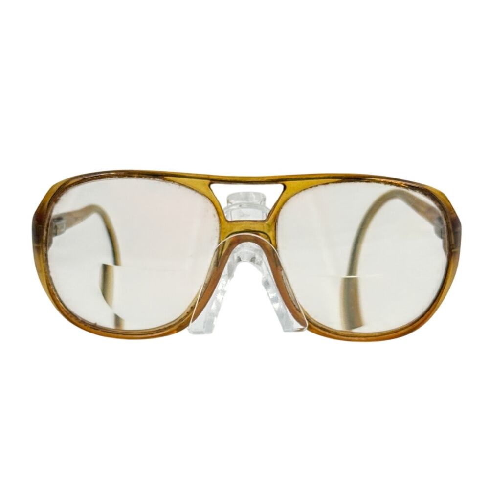 Vintage 70s 80s Amber Brown Double Bridge Aviator Eyeglass Frames Unisex